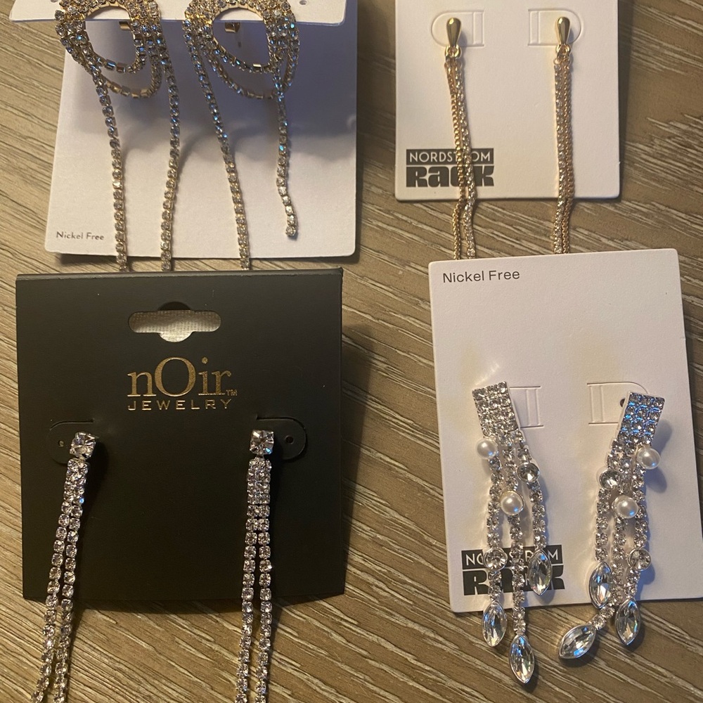Noir, Nordstrom, Rack, - Fancy, Gold and Silver Tone Dangle Earrings - NEW